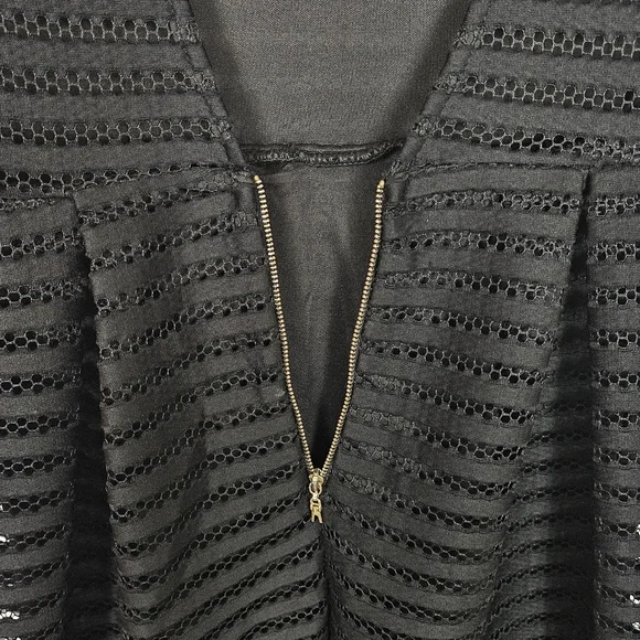 Christian Siriano Black Mesh Stripe Cocktail Dress Nwt Womens Size S Midi - Picture 4 of 12